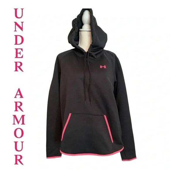 Under Armour Black and Hot Pink hoodie. Size‎ large - Picture 1 of 9
